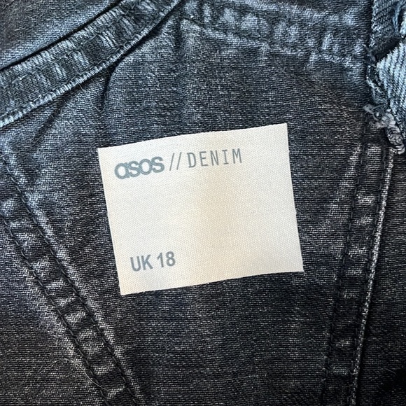 ASOS Denim Overall Dress Jean Jumper Washed Black 14 - Picture 6 of 8